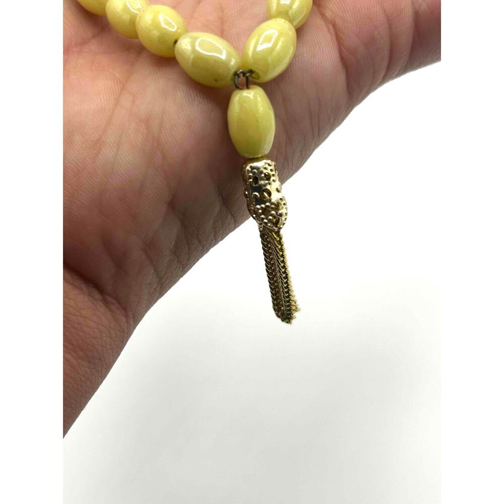Worry Beads Greek Yellow Beaded Metal Tassel Prayer Unisex - Picture 3 of 5